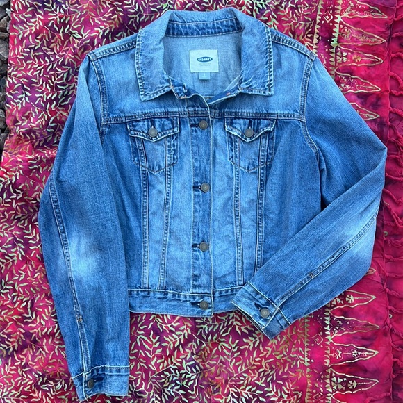 Old Navy Distressed Blue Denim Jean Jacket - Picture 7 of 11